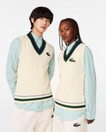 Unisex Cable Knit Sweater Vest in Organic Cotton - Sweaters Sweatshirts - New In 2025 Lacoste at Lacoste